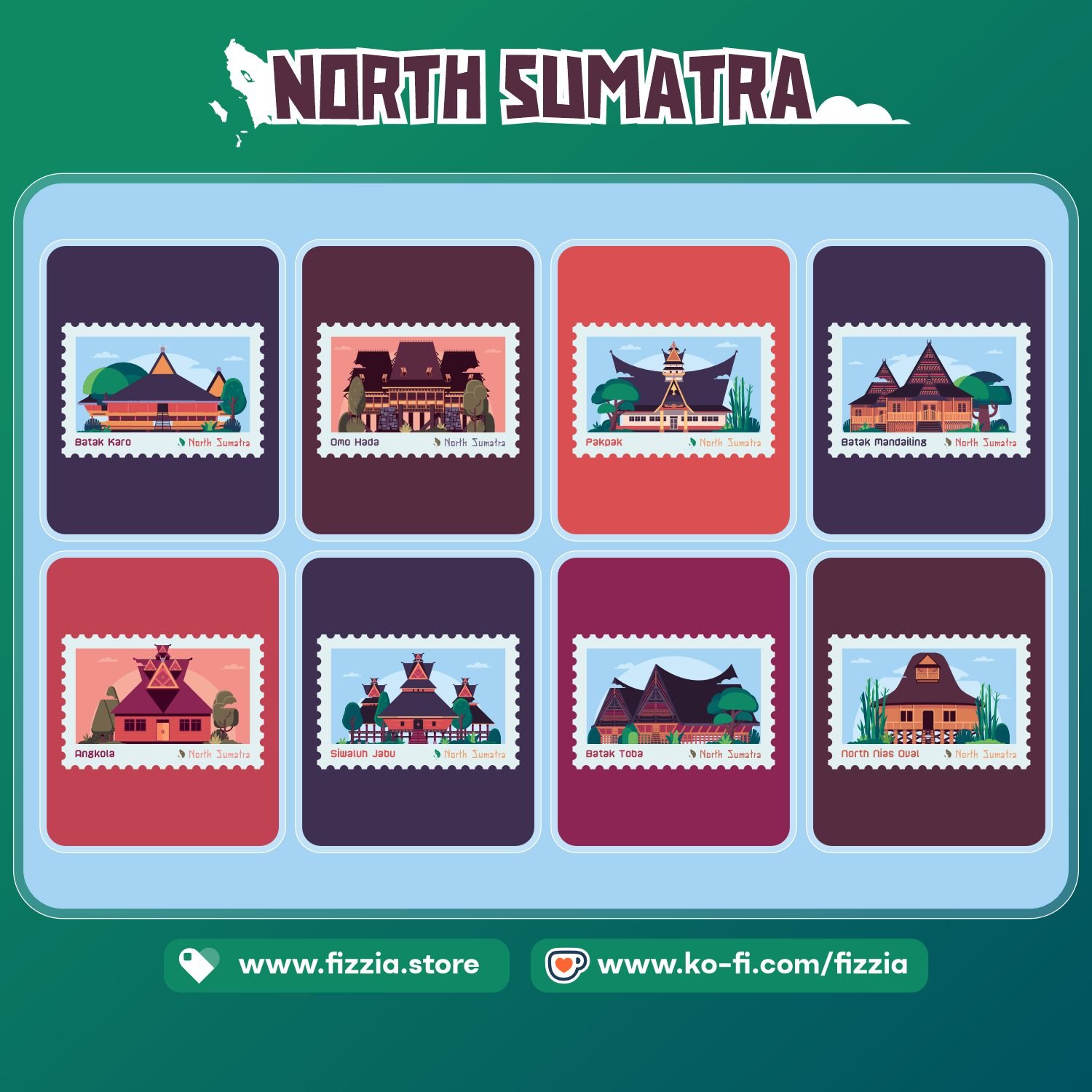 Sumatran architecture cultural vector style - fizzia.store