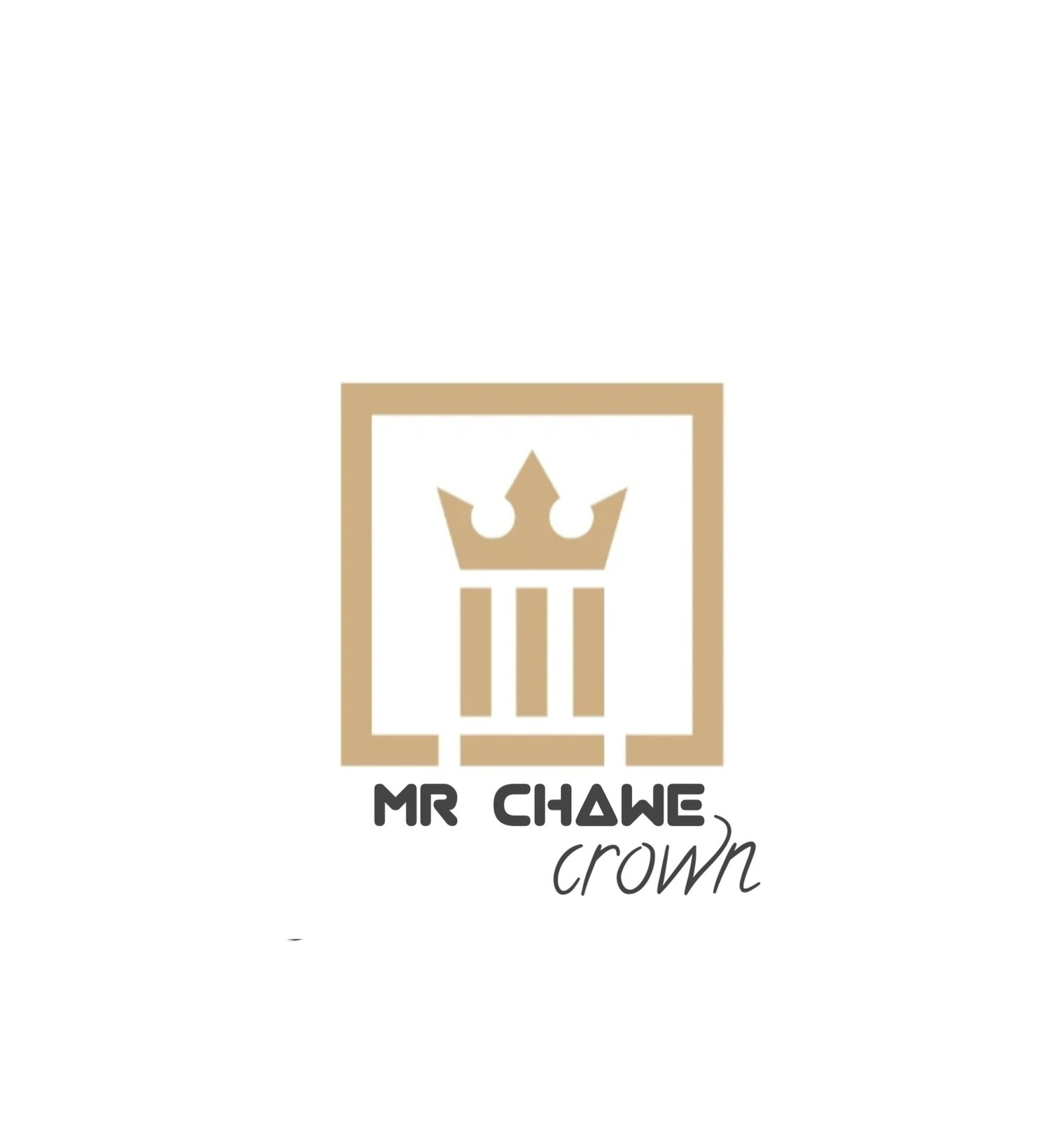 Mr Chawe Crown brand logo used for the World Books Store, featuring a gold crown inside a square frame to represent excellence and trusted online book sales."