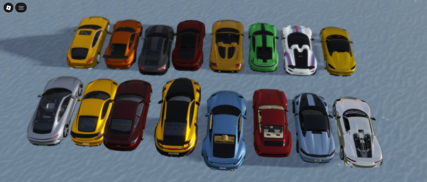 Roblox supercar pack with realistic Porsche vehicle meshes