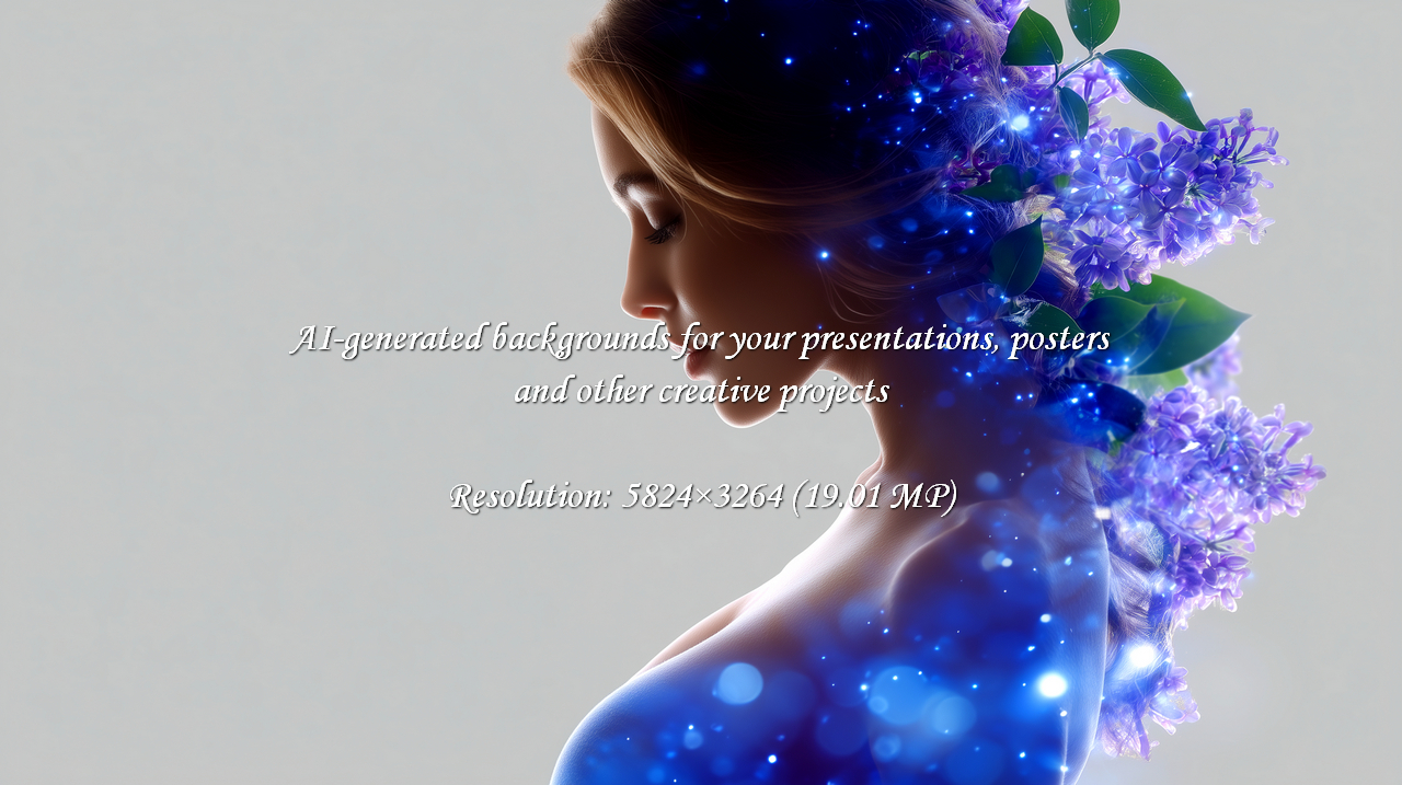 A dreamy, ethereal portrait of a woman with glowing lilac flowers creates a magical and calming mood. Perfect for beauty, wellness, or fantasy projects that need a touch of elegance.