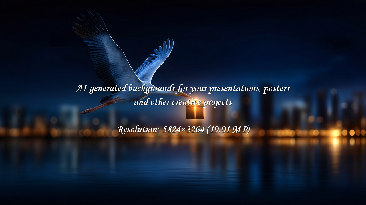 Experience the magic of a nighttime delivery as a stork carries a glowing gift box across the water, reflecting the city lights. Perfect for themes of dreams, fantasy, and anticipation.