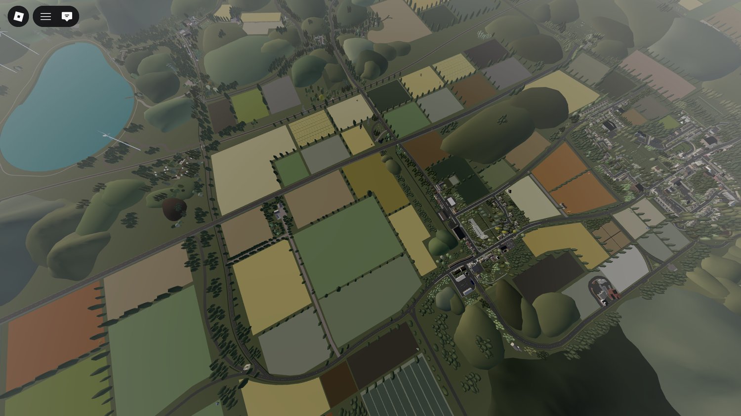 Wide aerial view of Cambridgeshire-inspired map