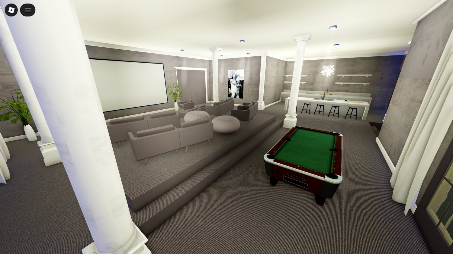 High-end living room inside mansion