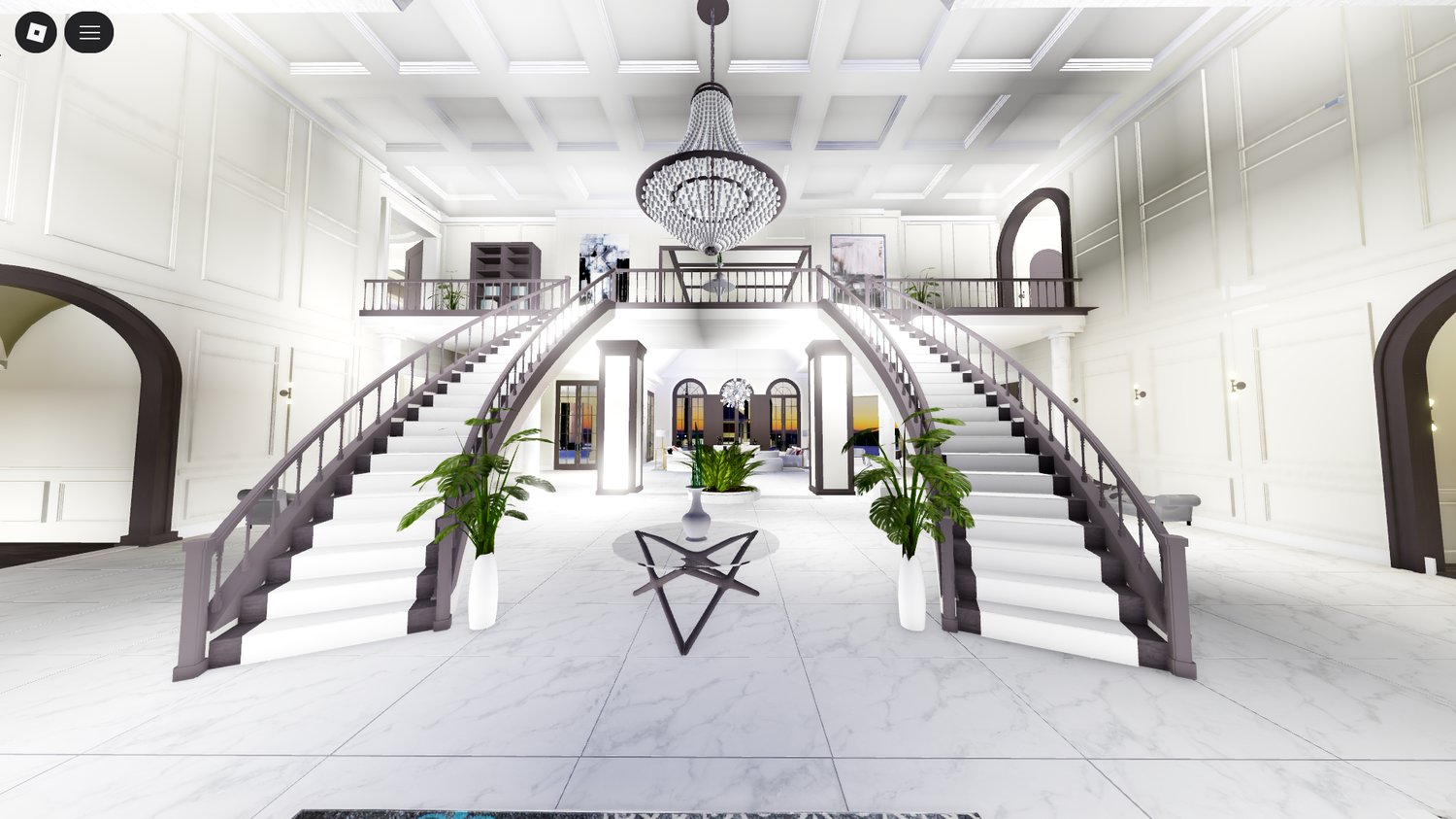 Mansion hallway and decorated interior