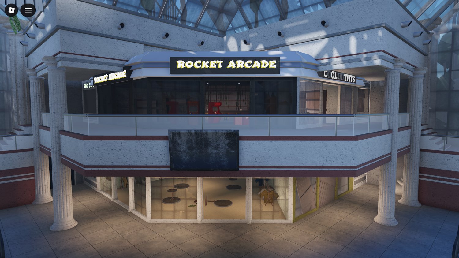 Realistic abandoned shopping center
