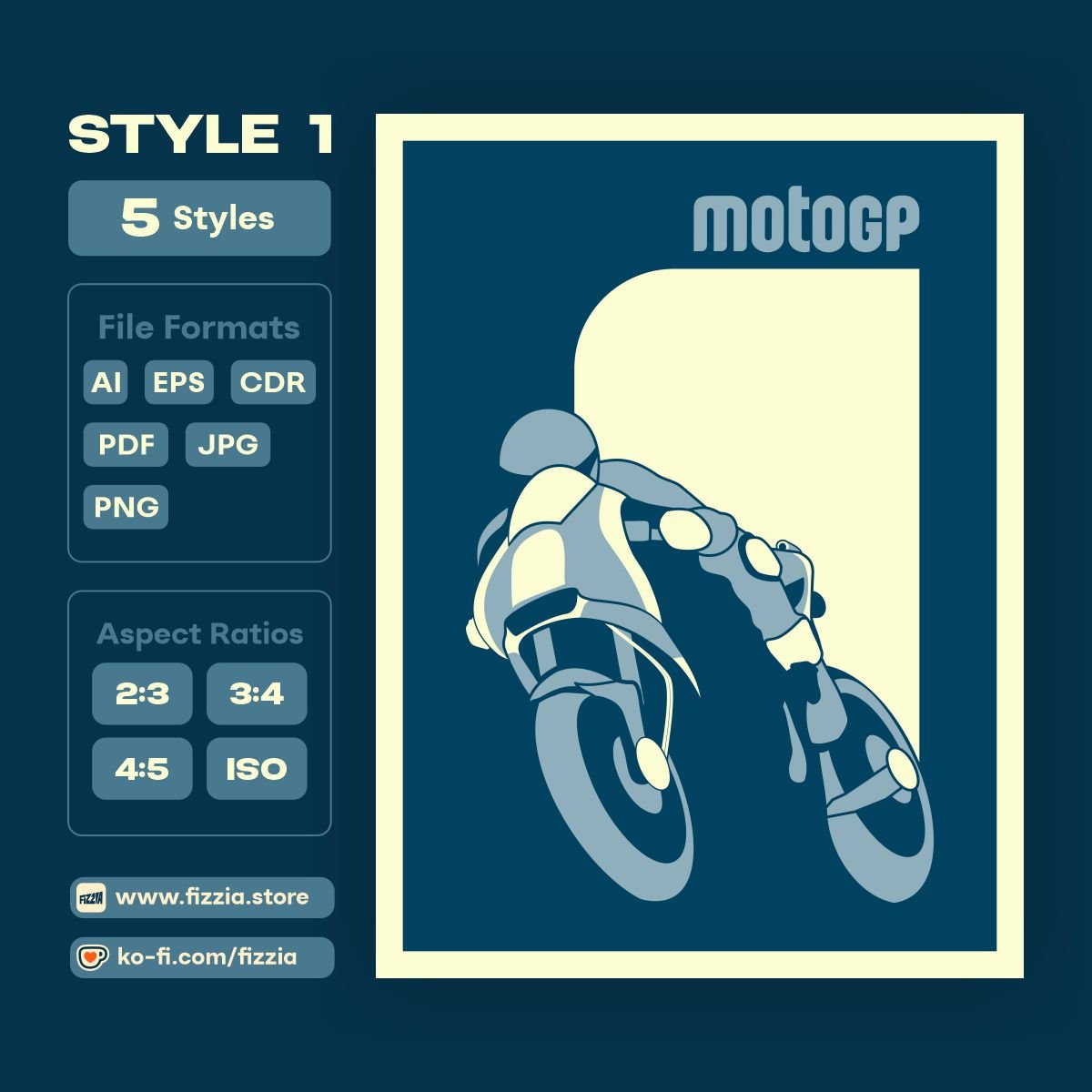 motogp motorcycle vector art poster printable - fizzia.store
