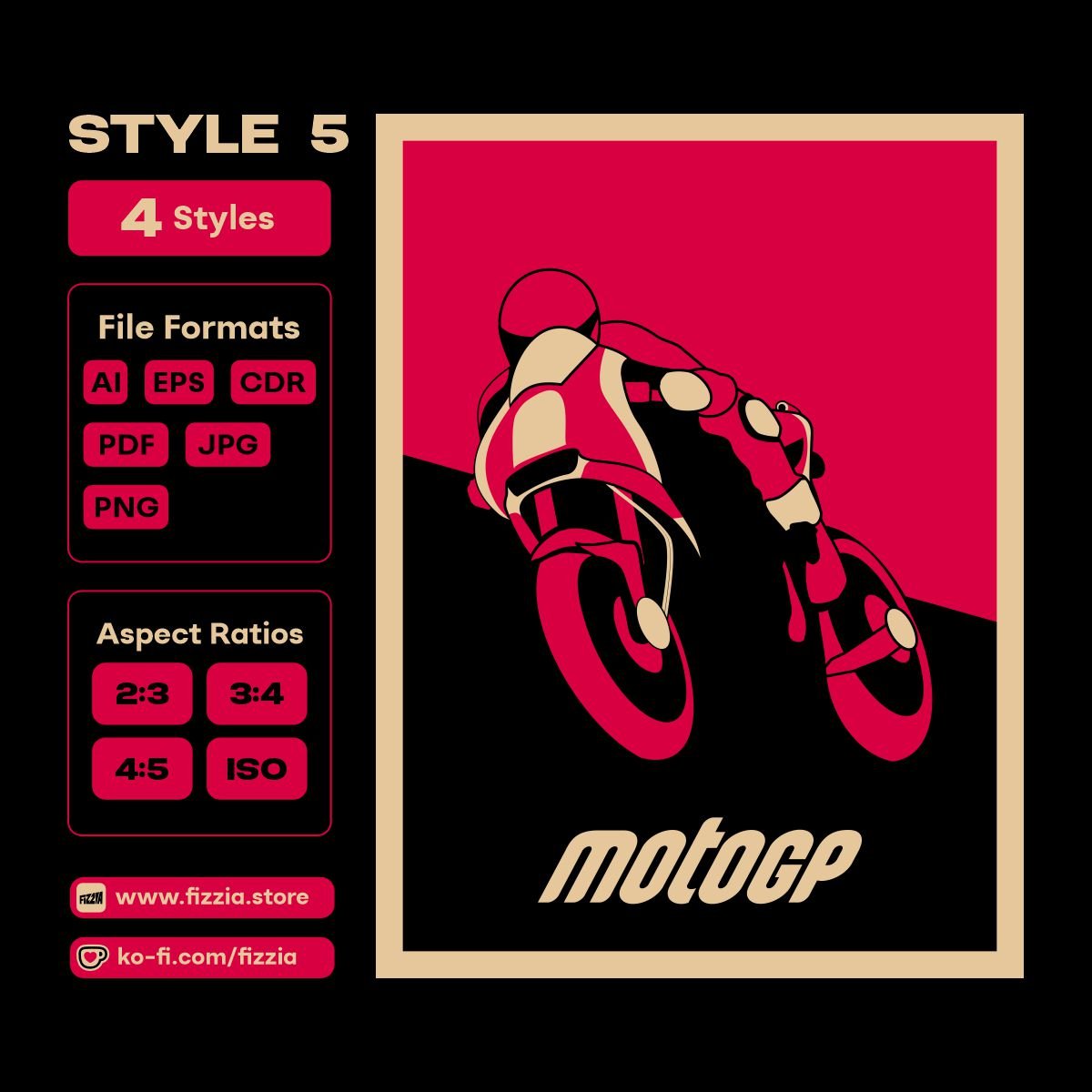 motorcycle vector print ready racing style - fizzia.store