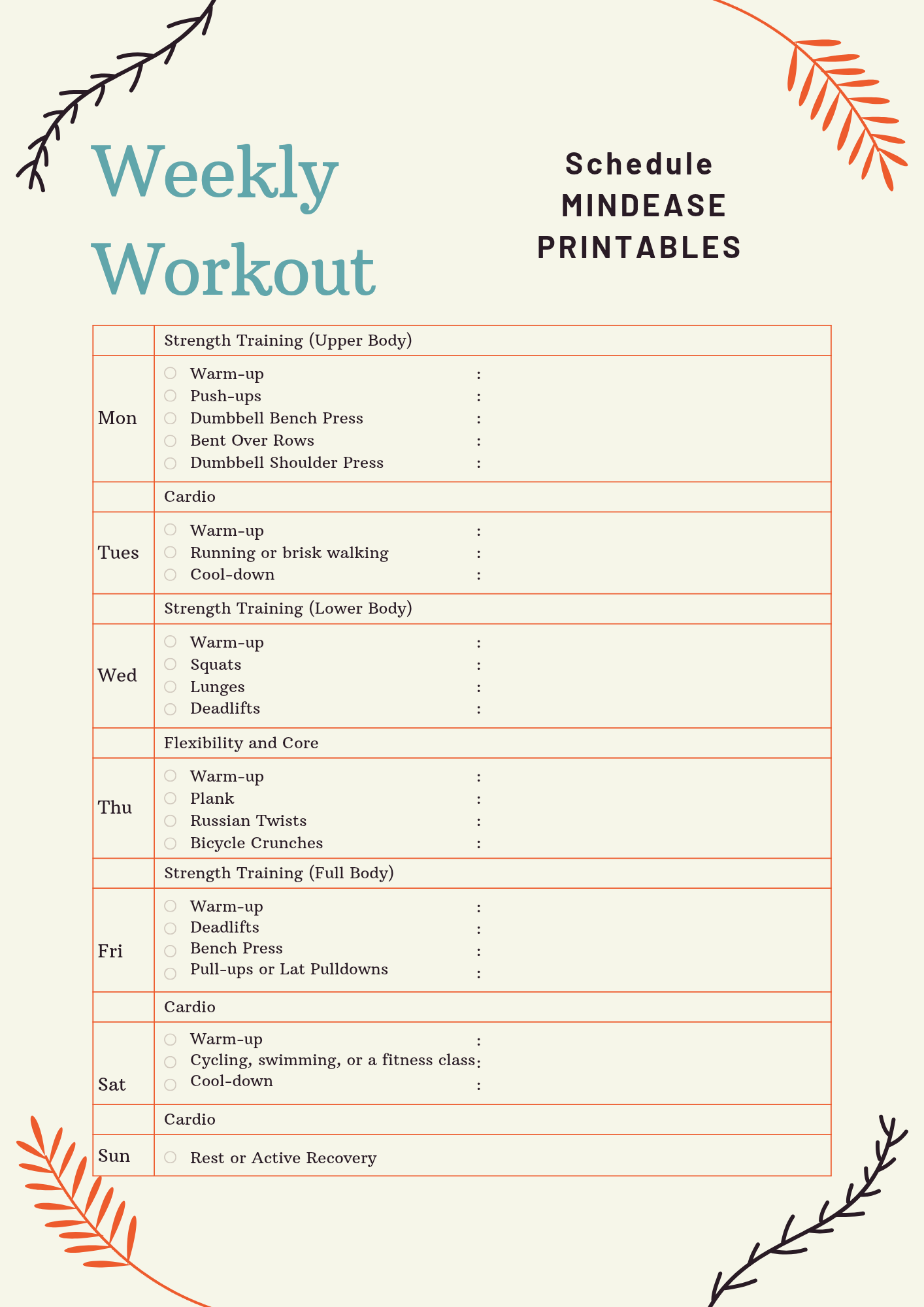 Weekly Workout Schedule - Payhip