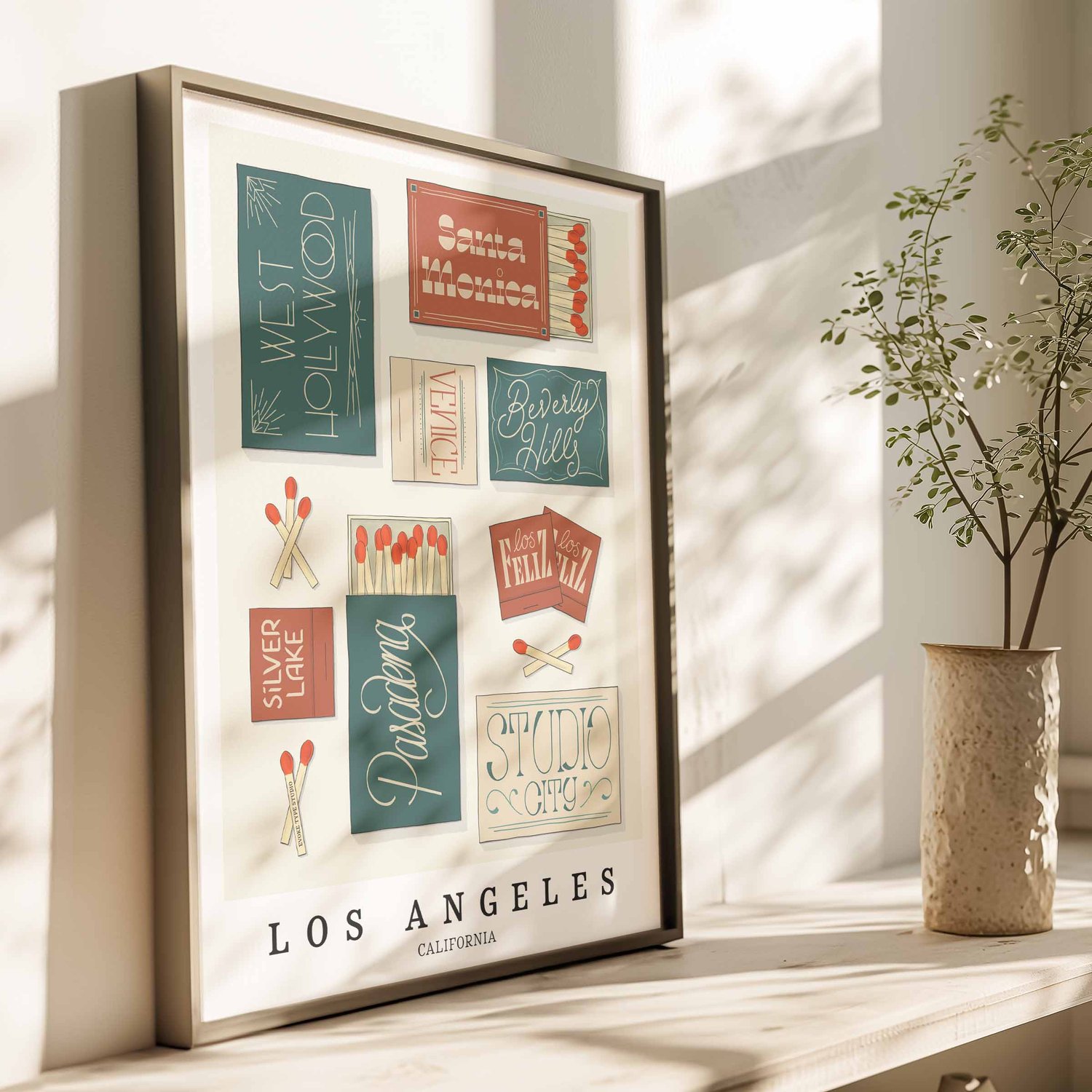 Los Angeles Matchbox Art Print - Vintage Vibes