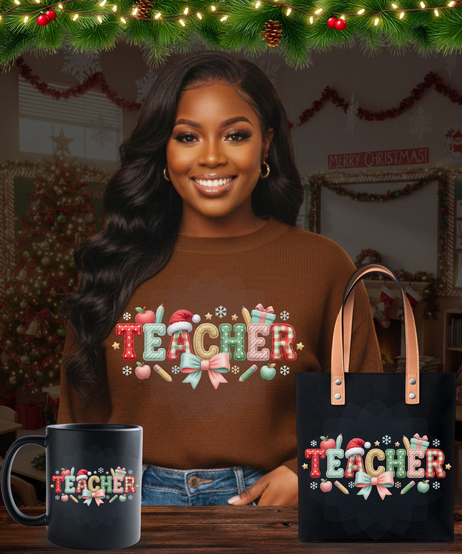 Christmas teacher PNG Teacher Christmas design Holiday teacher sublimation Teacher PNG for shirts Cute teacher Christmas clipart Festive teacher PNG Teacher gift design Christmas sublimation PNG Teacher holiday bundle Teacher aesthetic PNG Winter teacher 