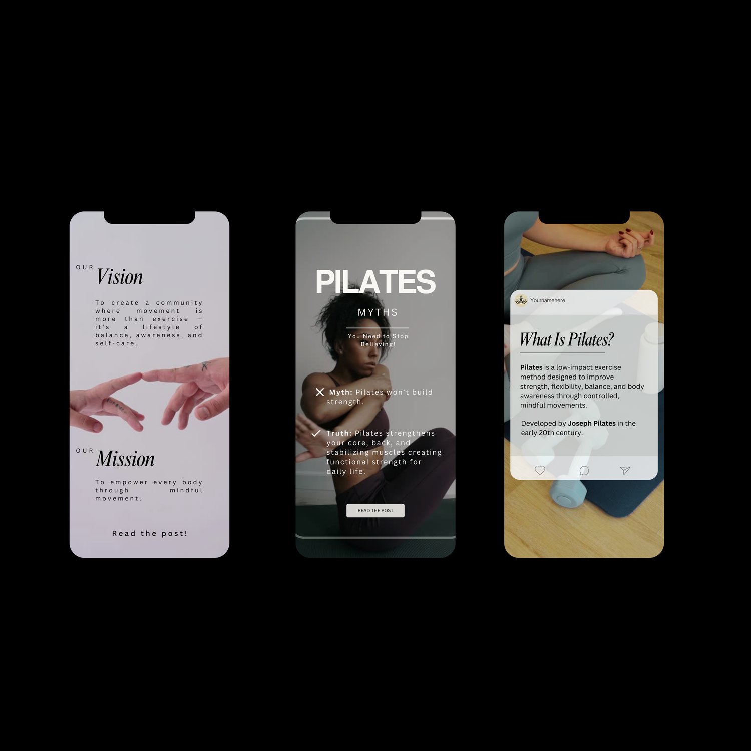Digital download Pilates reels for instructors posting on Instagram and TikTok.