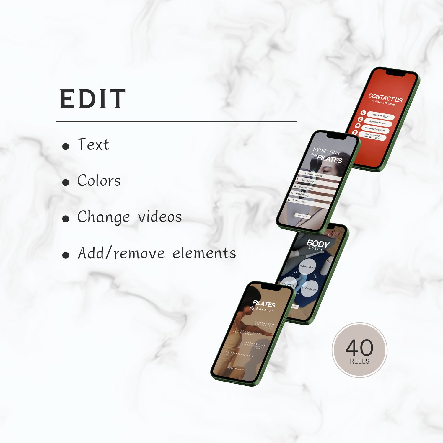 Pilates studio reels bundle for fitness content creators and online coaches.