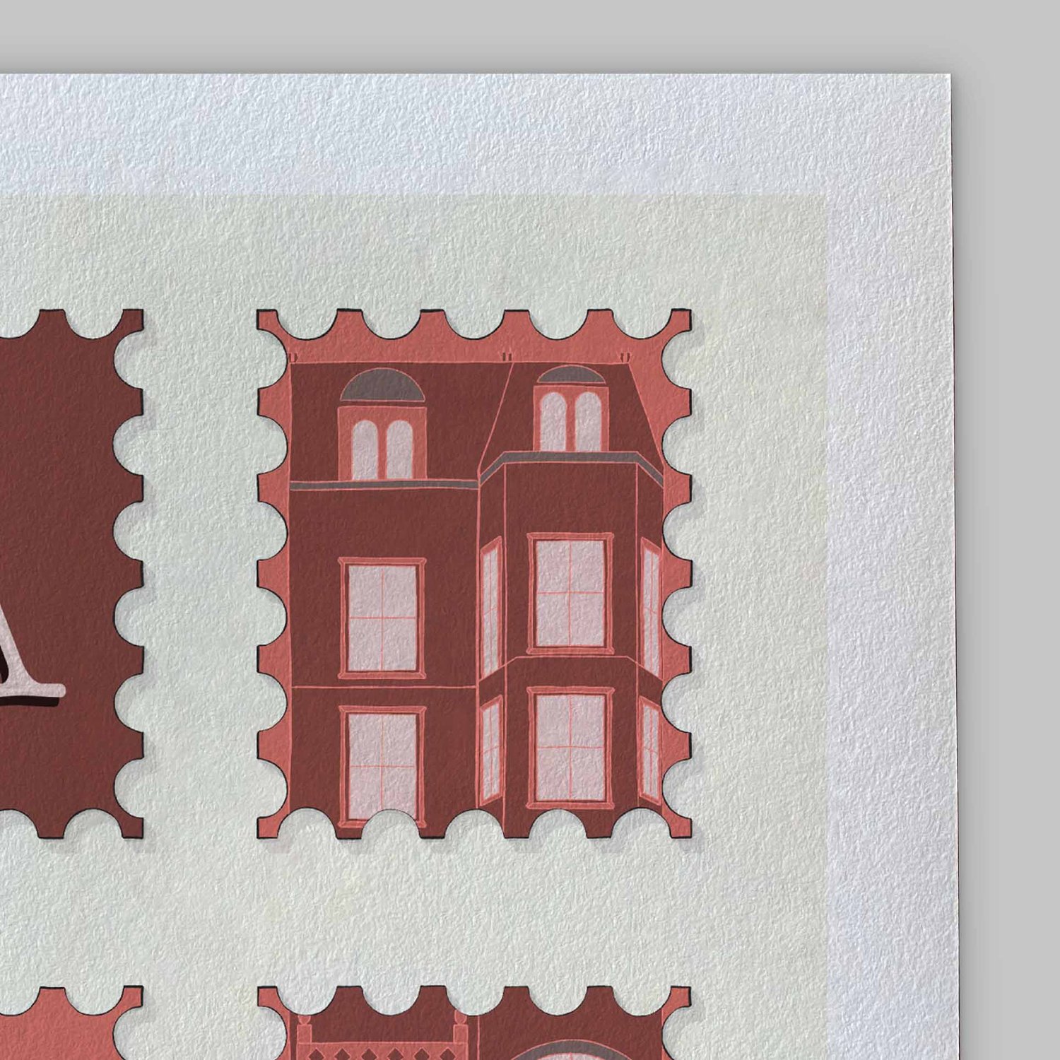 A close-up of the slight texture in this high-quality giclee art print.