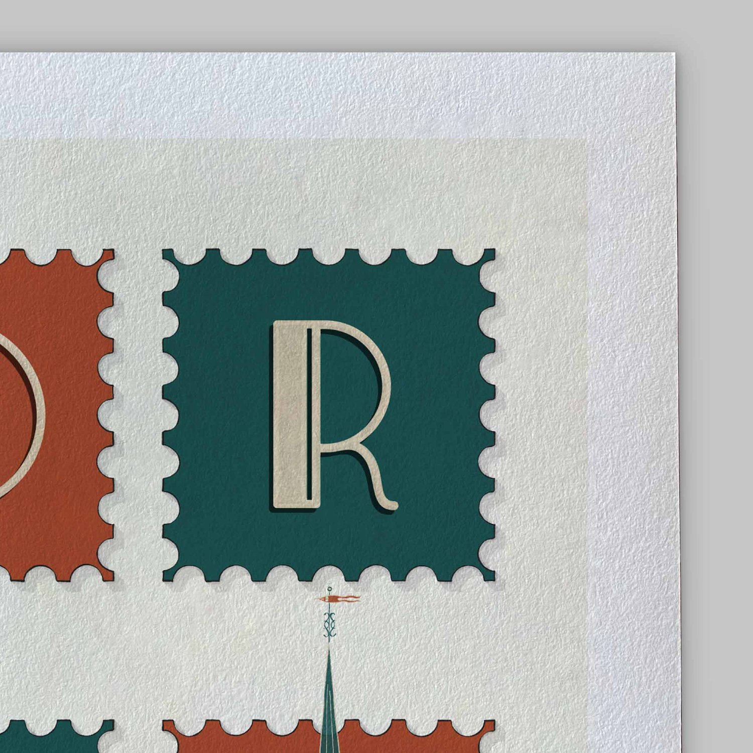 A close-up of the slight texture in this high-quality giclee art print.