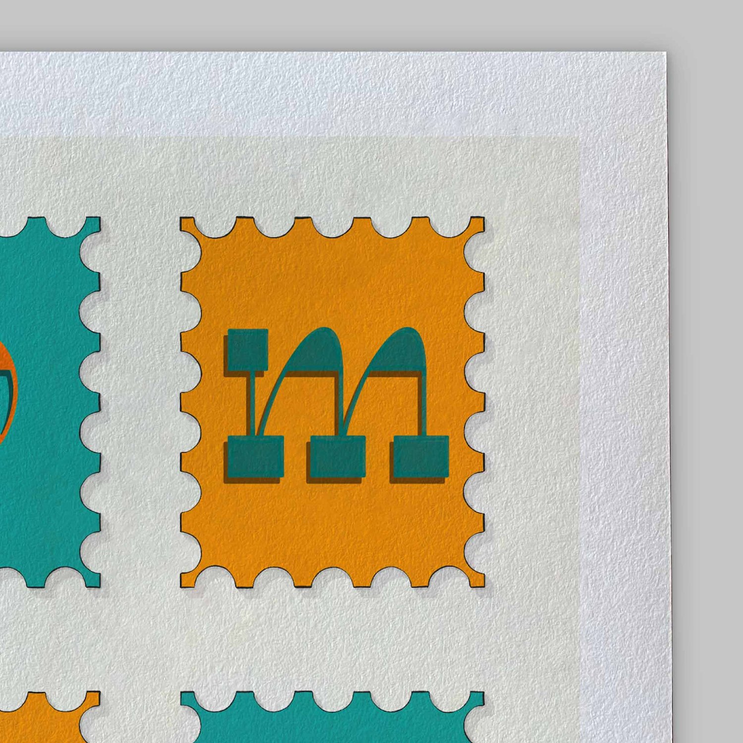 A close-up of the slight texture in this high-quality giclee art print.
