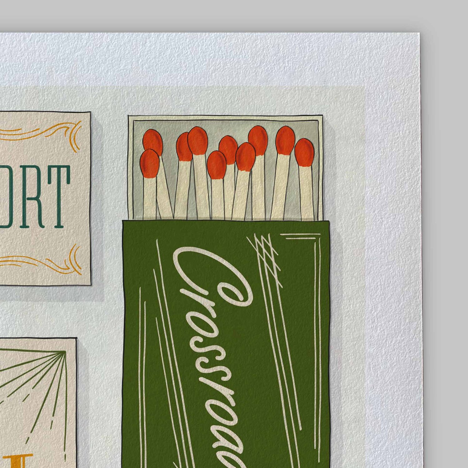 A close-up of the slight texture in this high-quality giclee art print.
