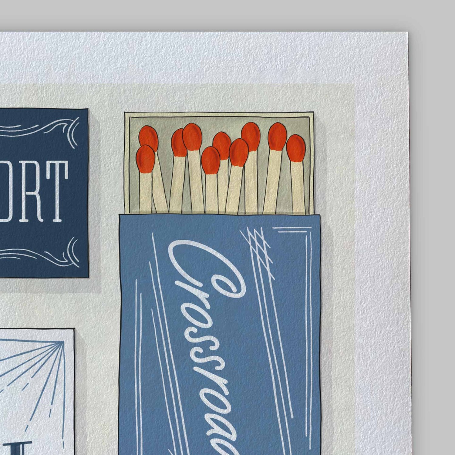 A close-up of the slight texture in this high-quality giclee art print.