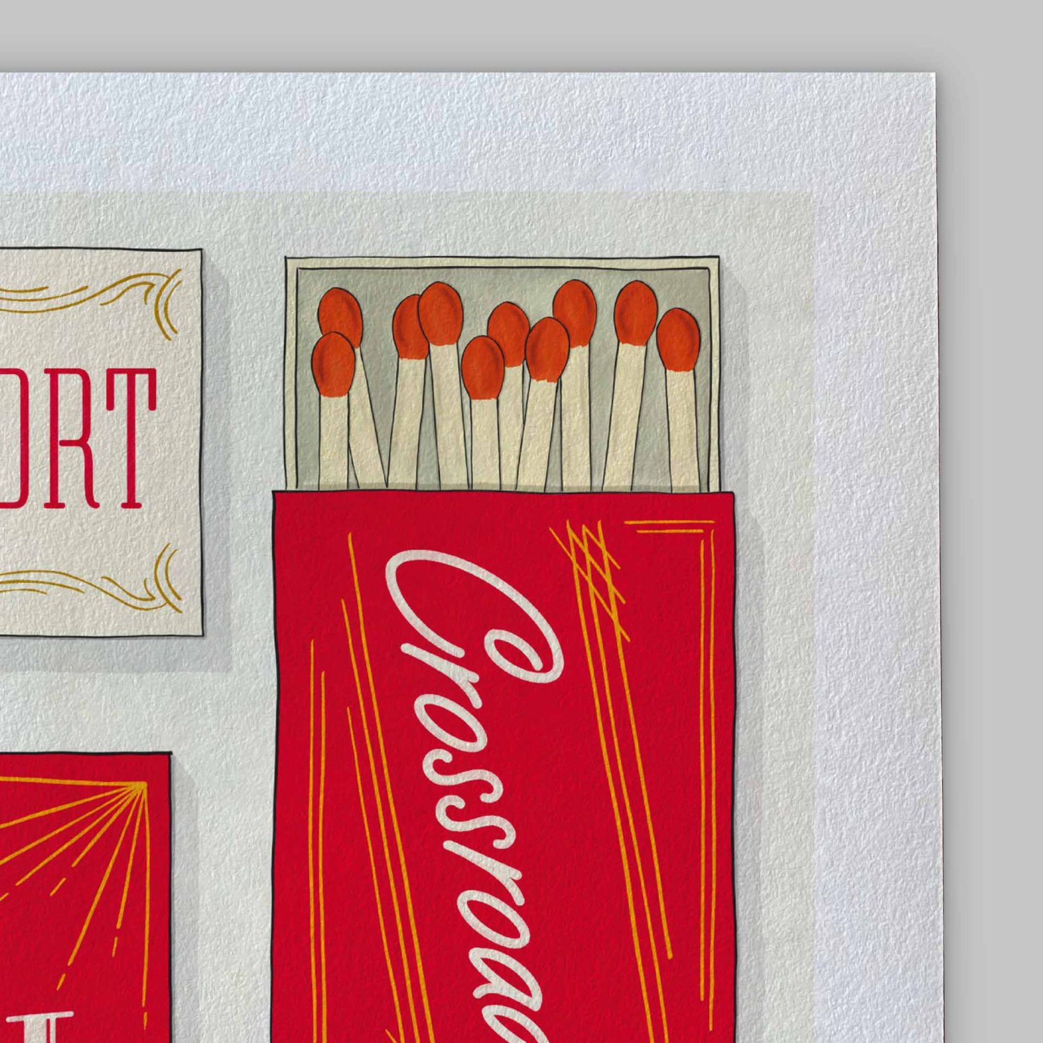 A close-up of the slight texture in this high-quality giclee art print.