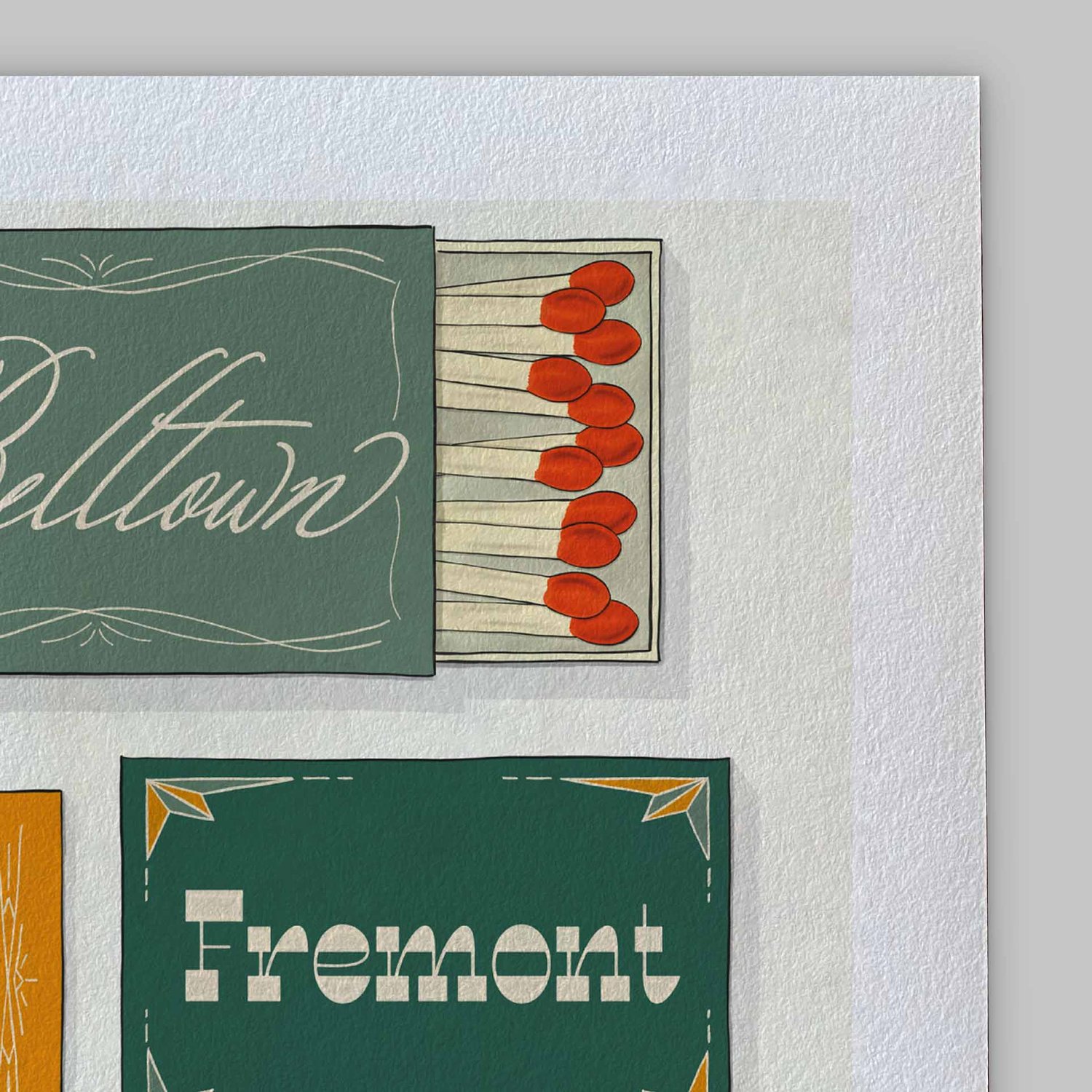 A close-up of the slight texture in this high-quality giclee art print.