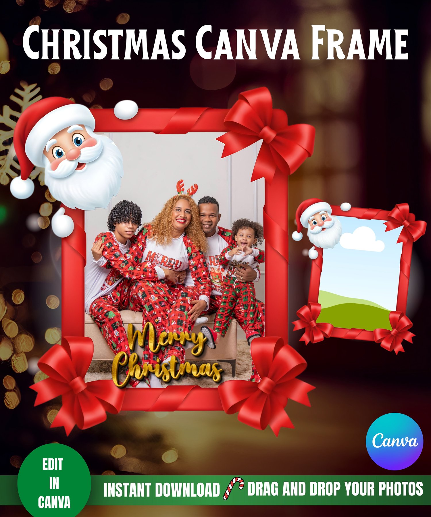 Christmas Canva frame Holiday photo frame template Christmas photo overlay Editable Christmas frame Canva Christmas template Christmas card frame Holiday family frame Christmas digital frame Christmas social media template Merry Christmas frame Printable 