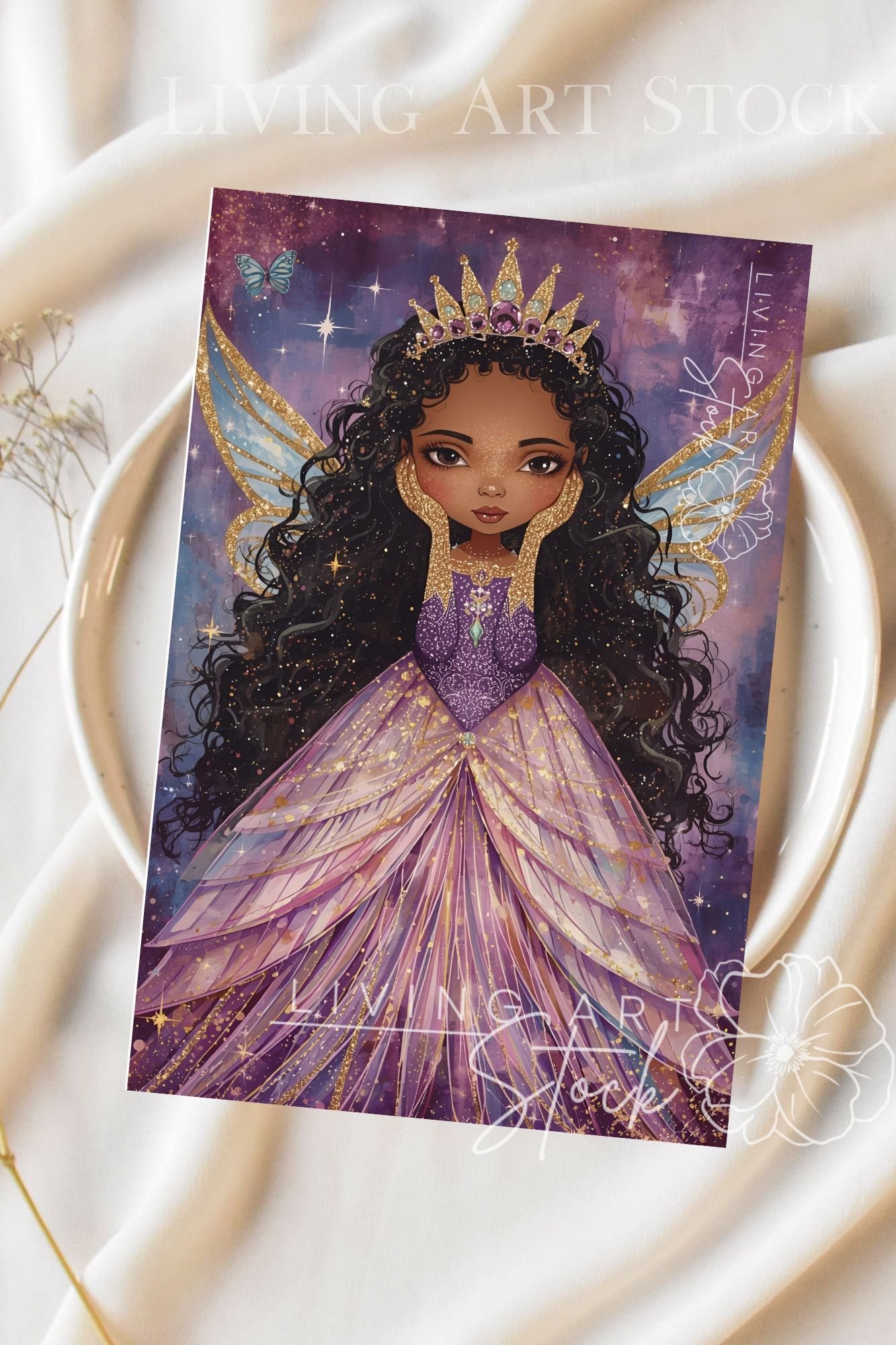 Black fairy card illustration