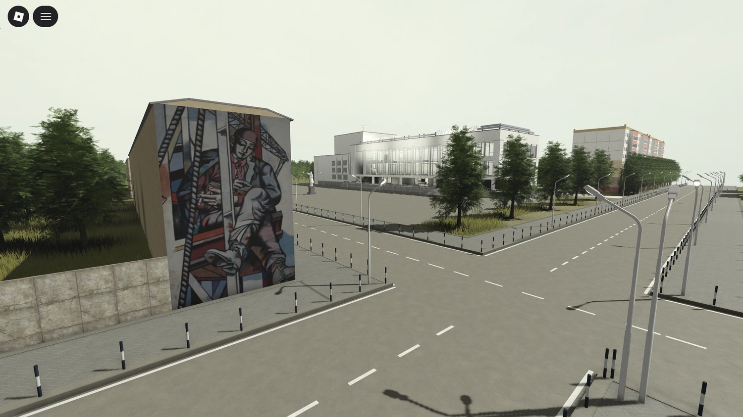 low rise soviet housing blocks in detailed environment