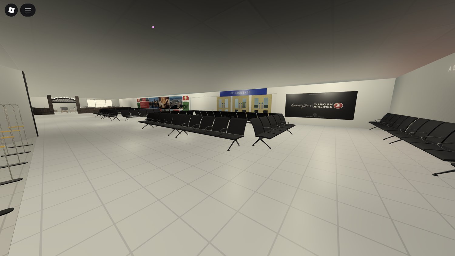 check-in area with realistic roblox design