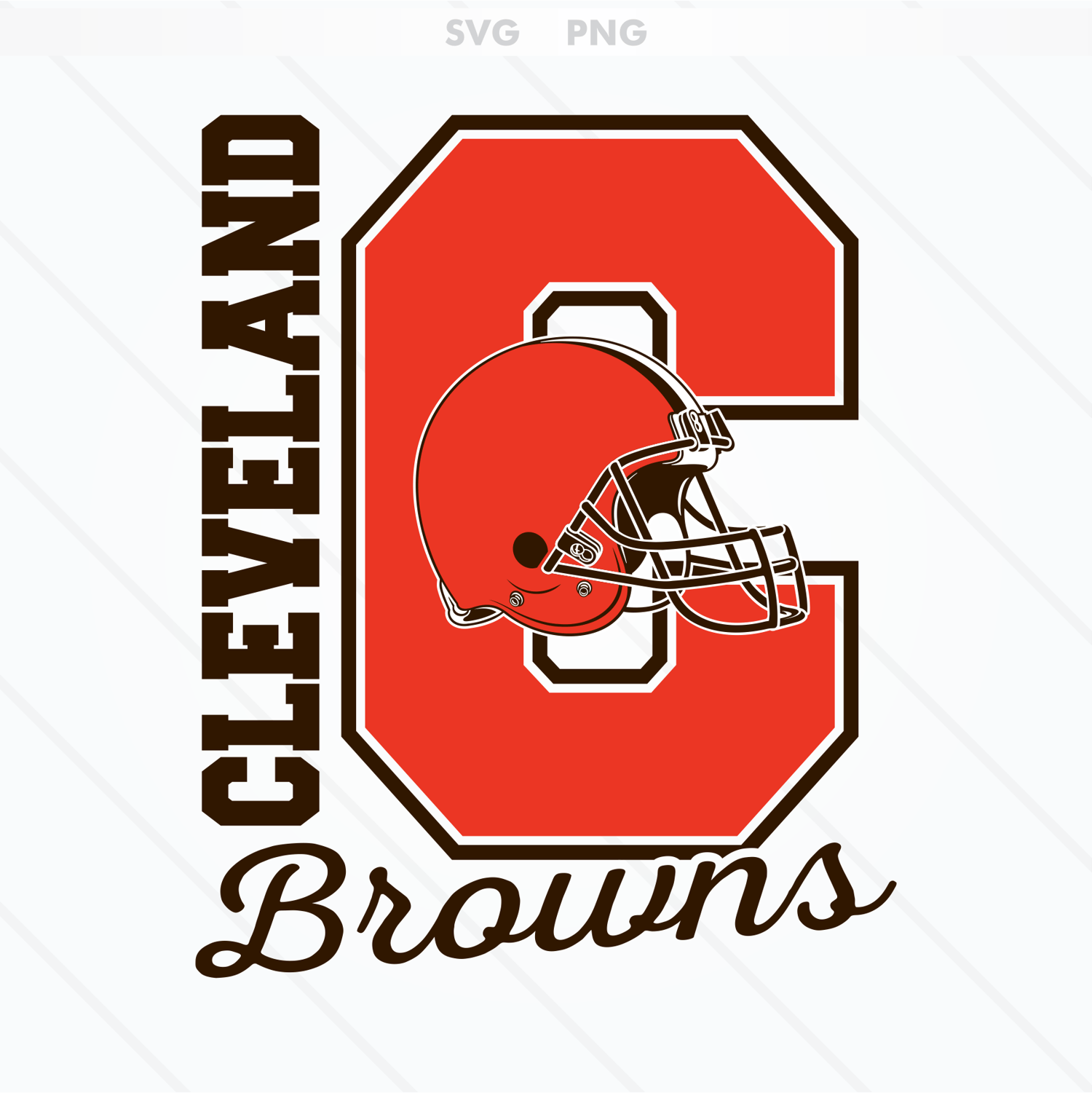 Cleveland Browns logo featuring a classic orange football helmet, available in SVG and PNG formats.