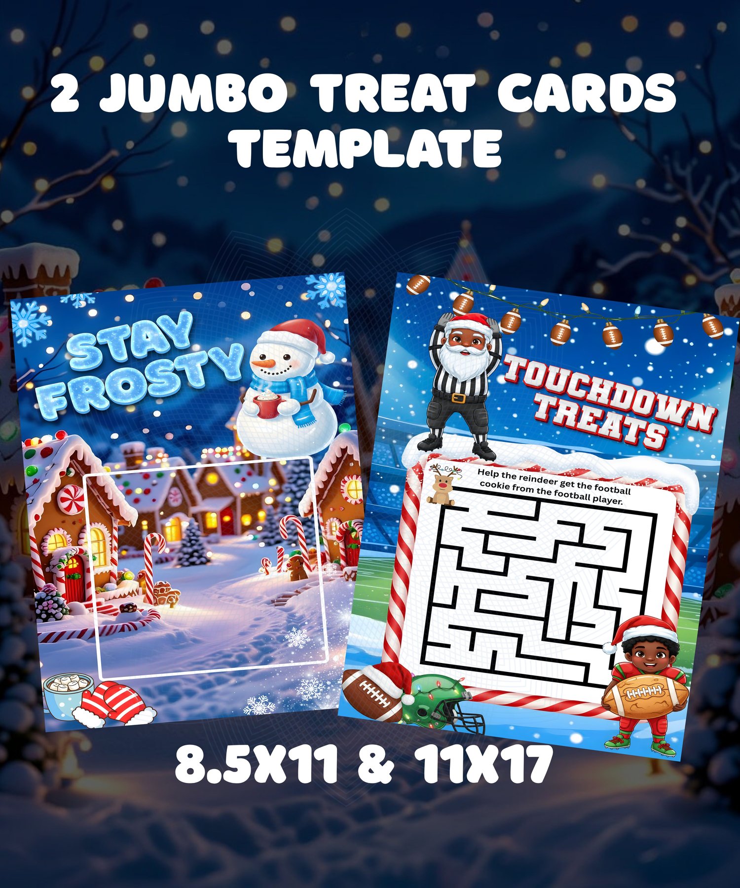 christmas treat card template  jumbo treat card printable  holiday treat card bundle  christmas classroom printable  kids christmas activity card  winter treat holder template  football christmas treat card  stay frosty treat card  touchdown treats printa