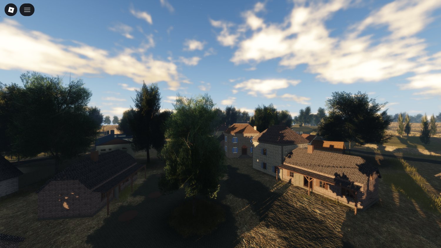 village area surrounded by farmlands in map