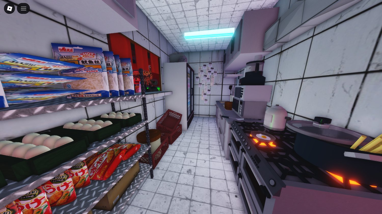 lounge area with cyberpunk decorations roblox