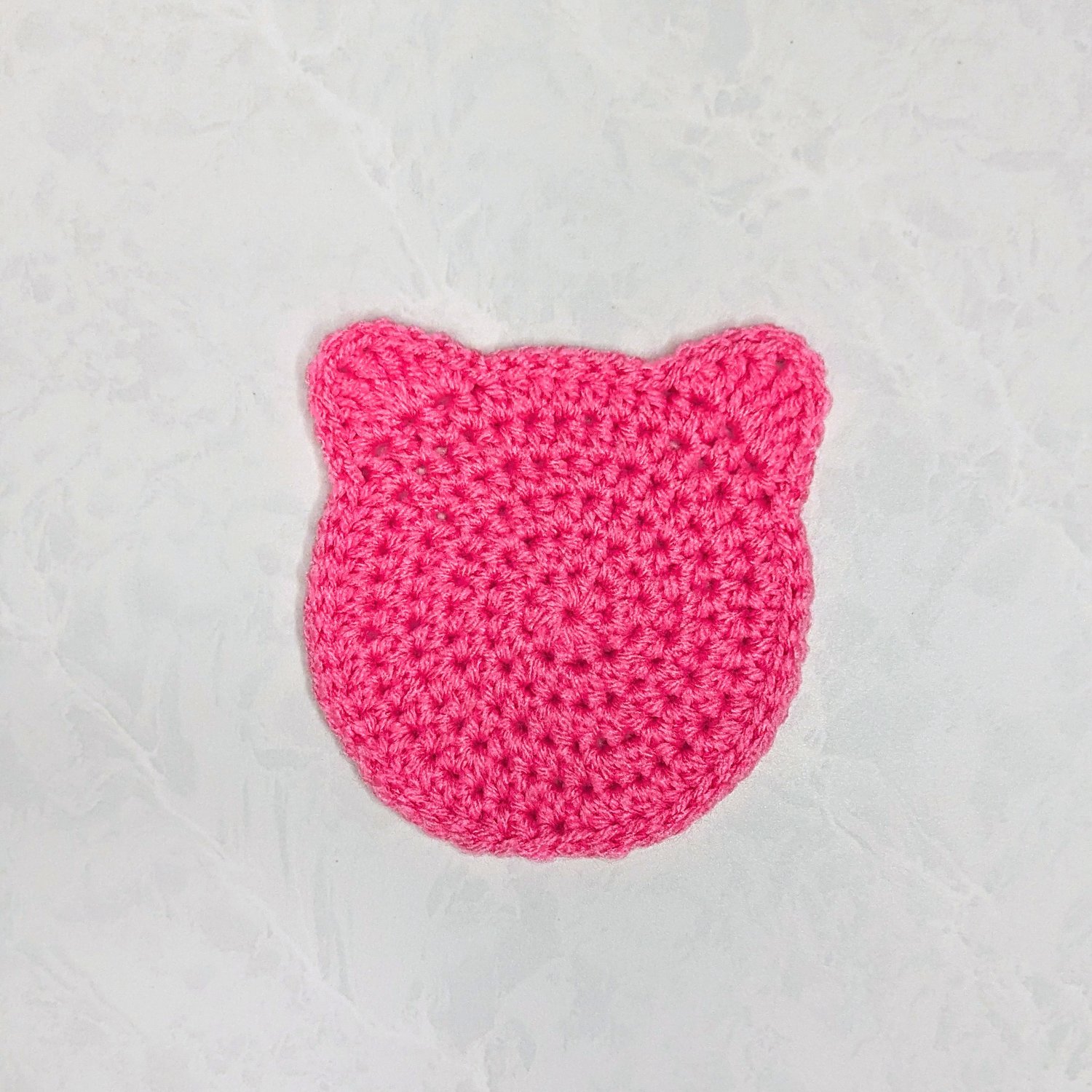 Pink Crochet Cat Coaster