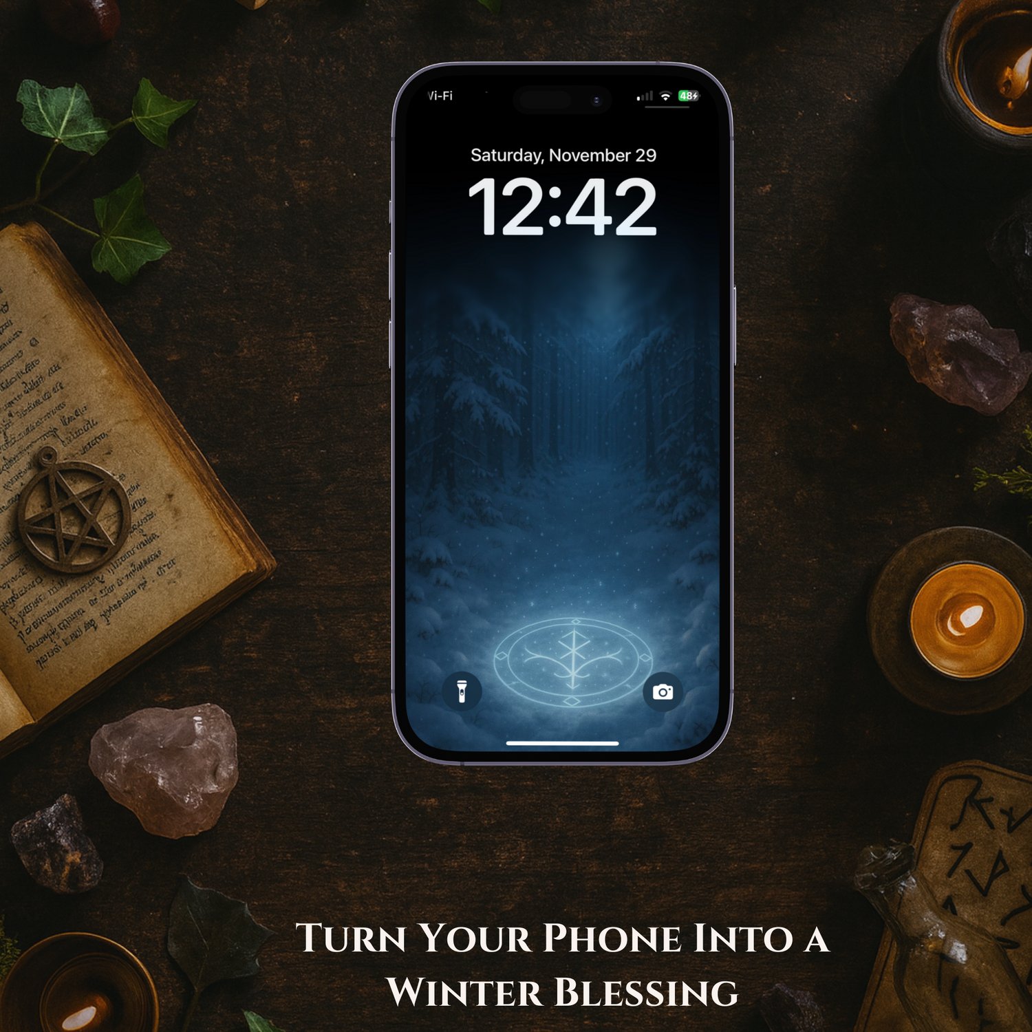 Winter Witch’s Blessing Phone Wallpaper | Frost Sigil Lock Screen - Payhip