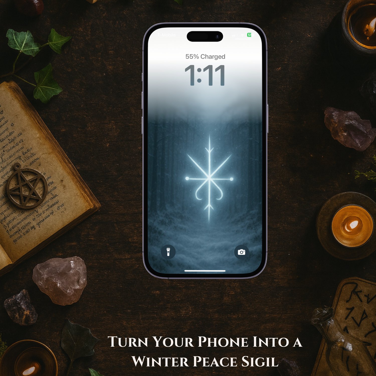 Calm Spirit Winter Sigil – Frosted Protection Phone Wallpaper - Payhip
