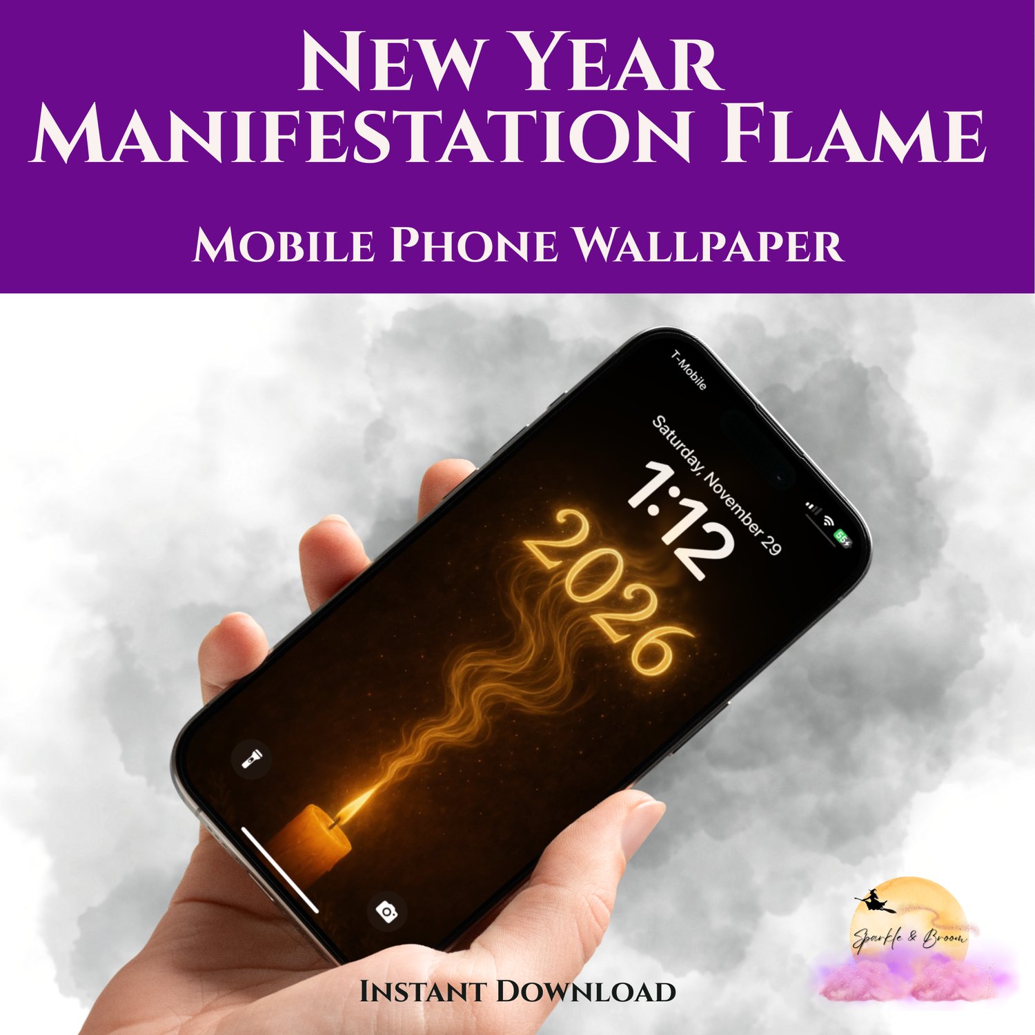 New Year Manifestation Flame 2026 – Golden Candle Magic Wallpaper - Payhip