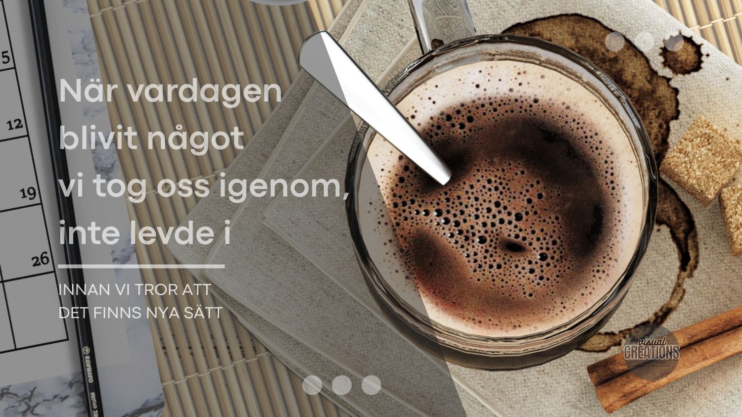 När vardagen blivit något vi tog oss igenom, En kaffekopp och kalender