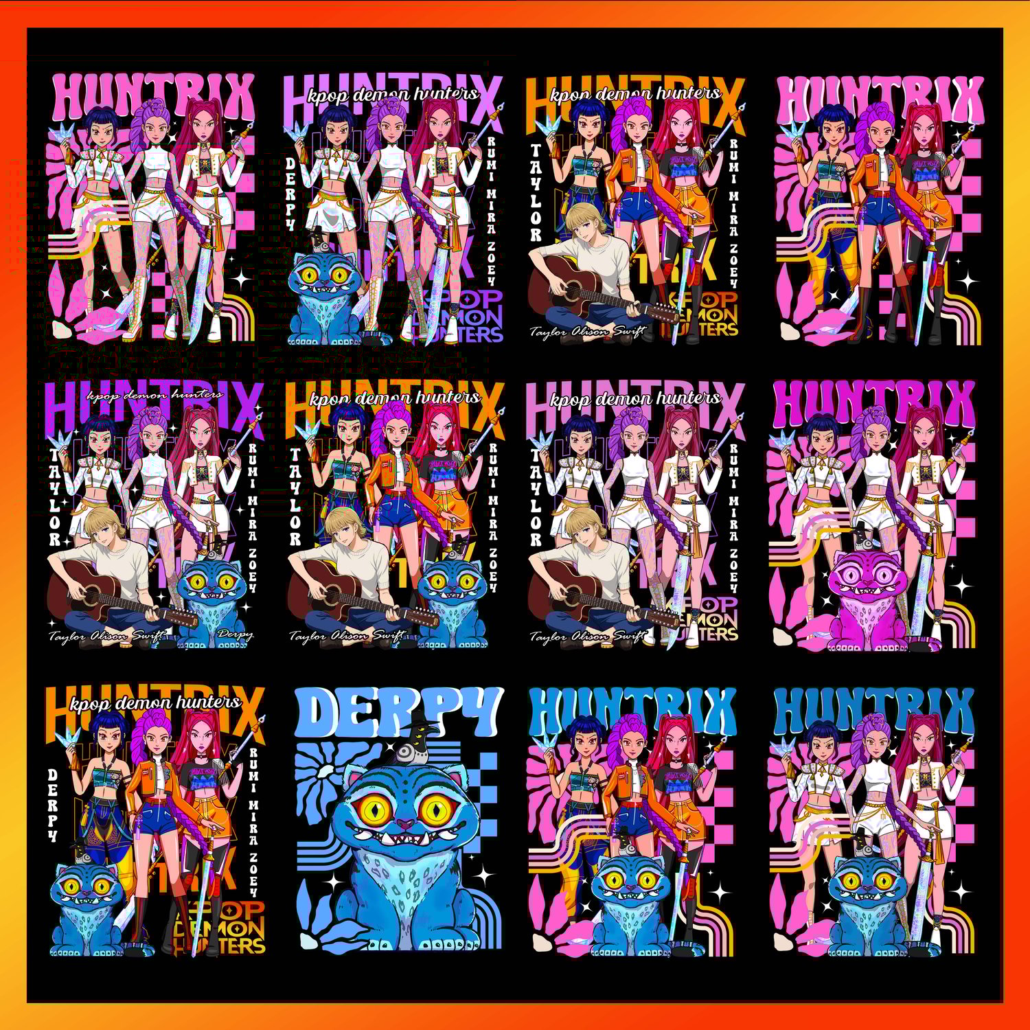 huntrix anime kpop demon hunters zoey mira rumi saja boys png pod digital