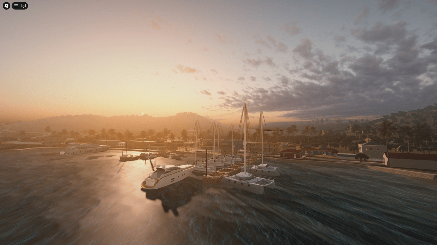 Dock and port area built on a tropical island