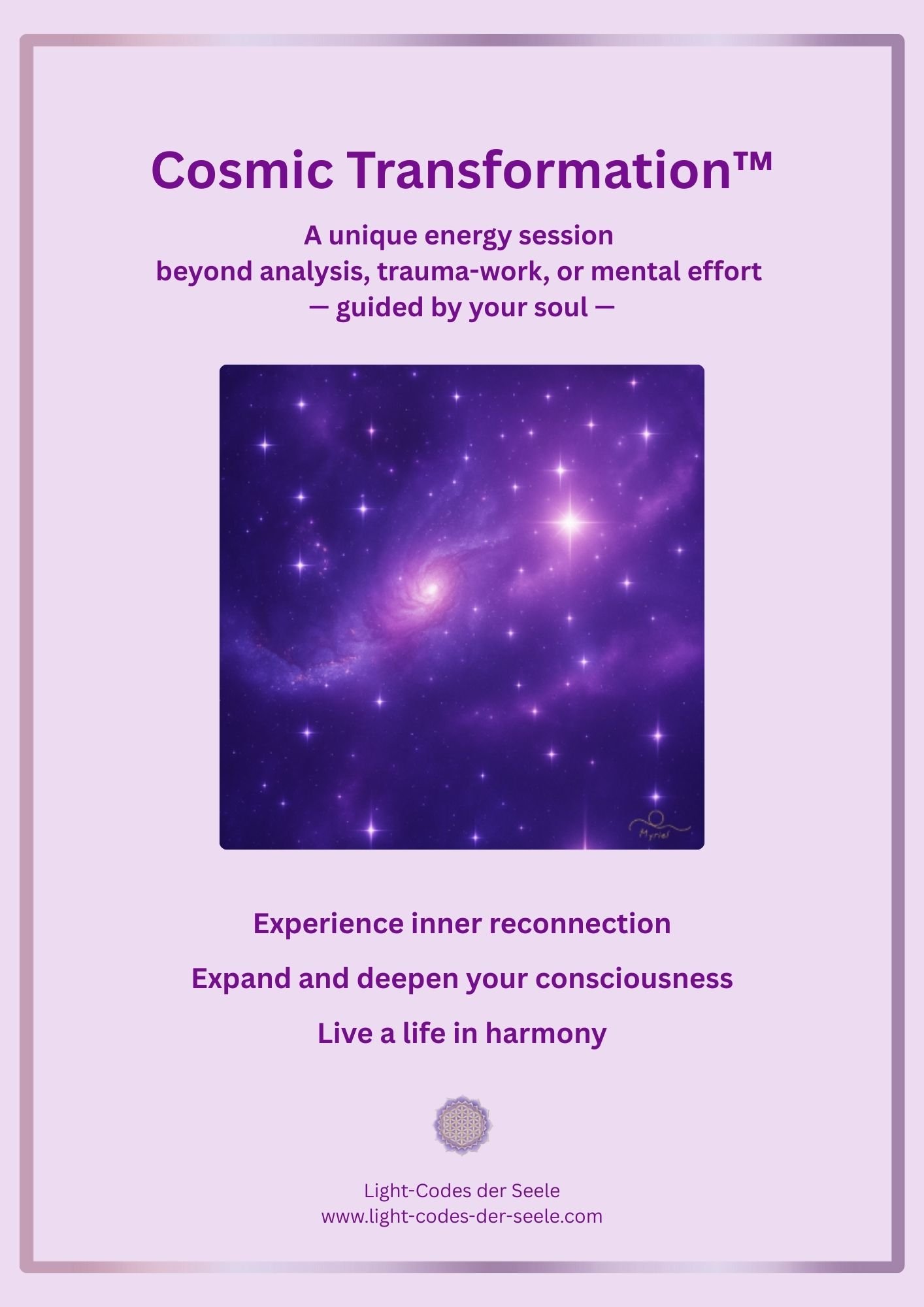 Cosmic Transformation™ energy session cover — soul-guided light codes in purple cosmic design.