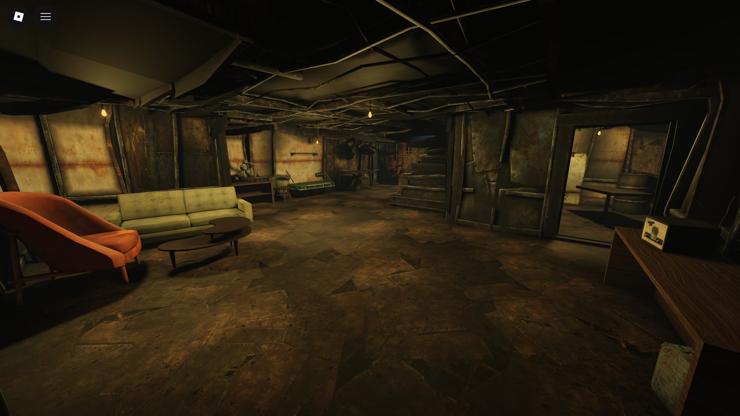Roblox survival map with hidden interiors under terrain