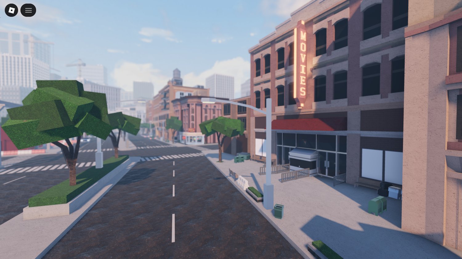 Roblox city map with enterable buildings and stores