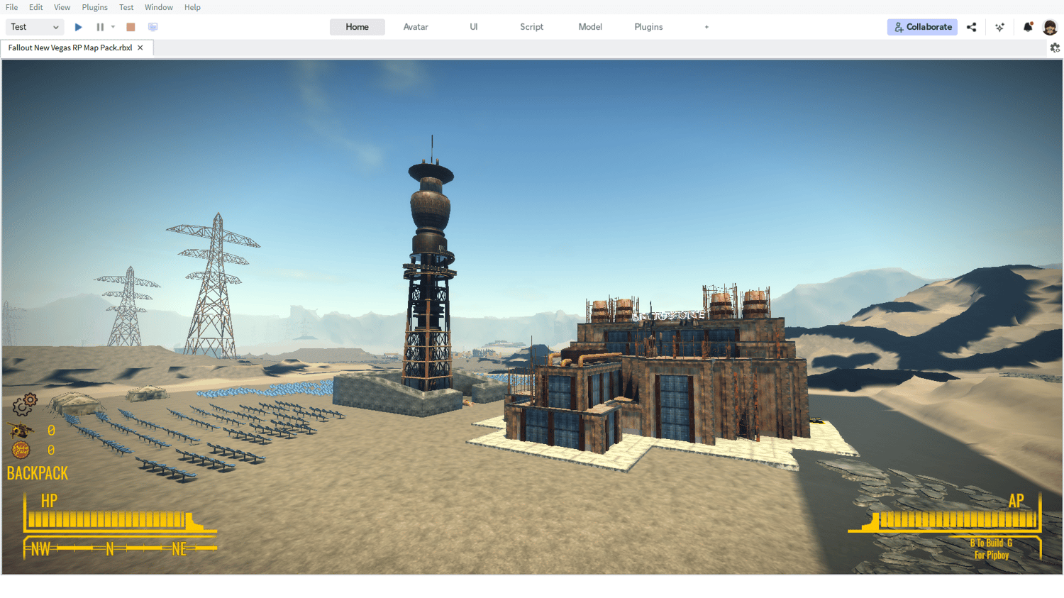 Roblox Fallout New Vegas RP map with desert terrain