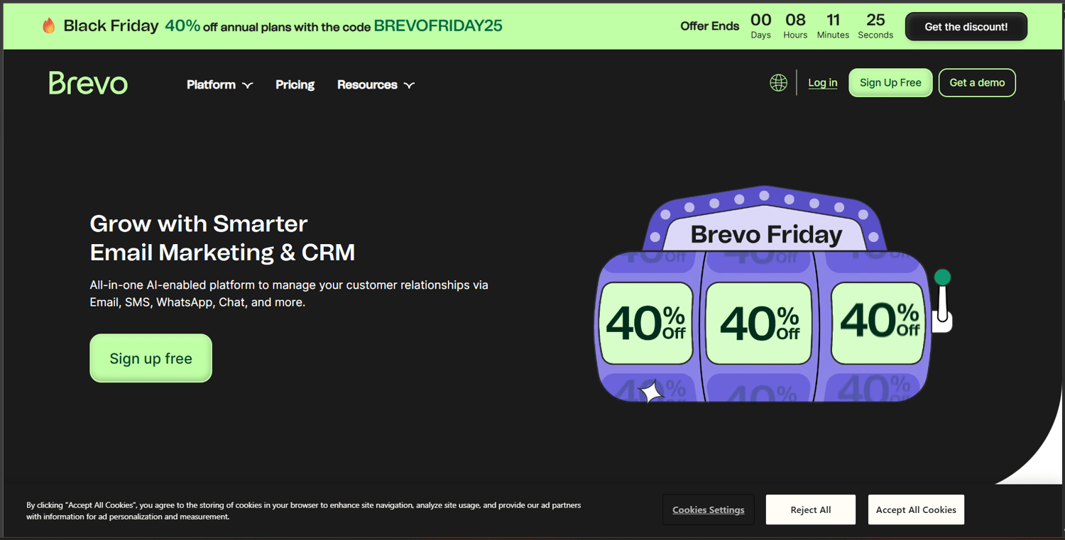 Brevo (formerly Sendinblue): The Best Email Marketing Platform for Growing Businesses on a Budget, Showing Brevo Black Friday Promo