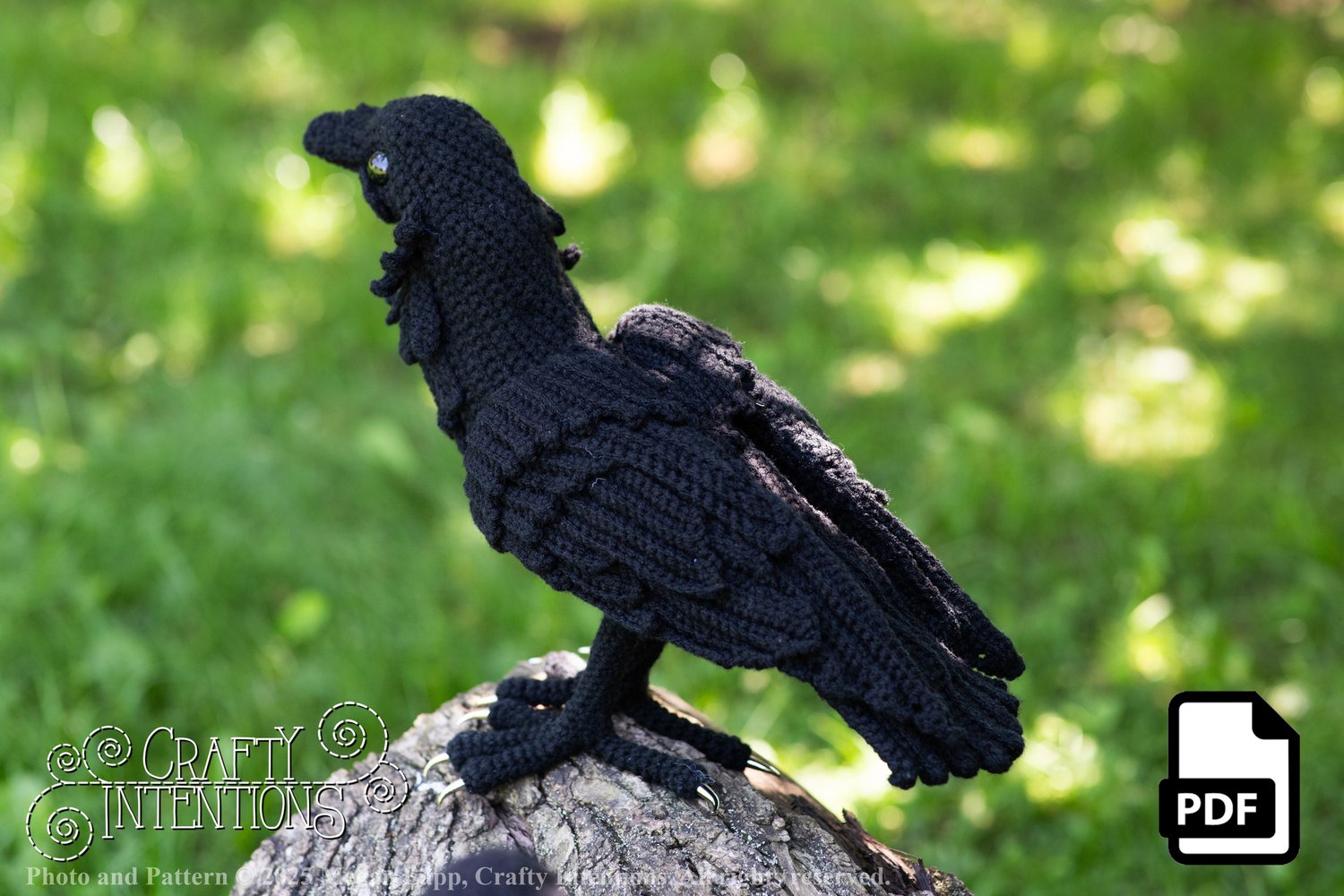 Standing Raven Crochet Pattern by Crafty Intentions Downloadable