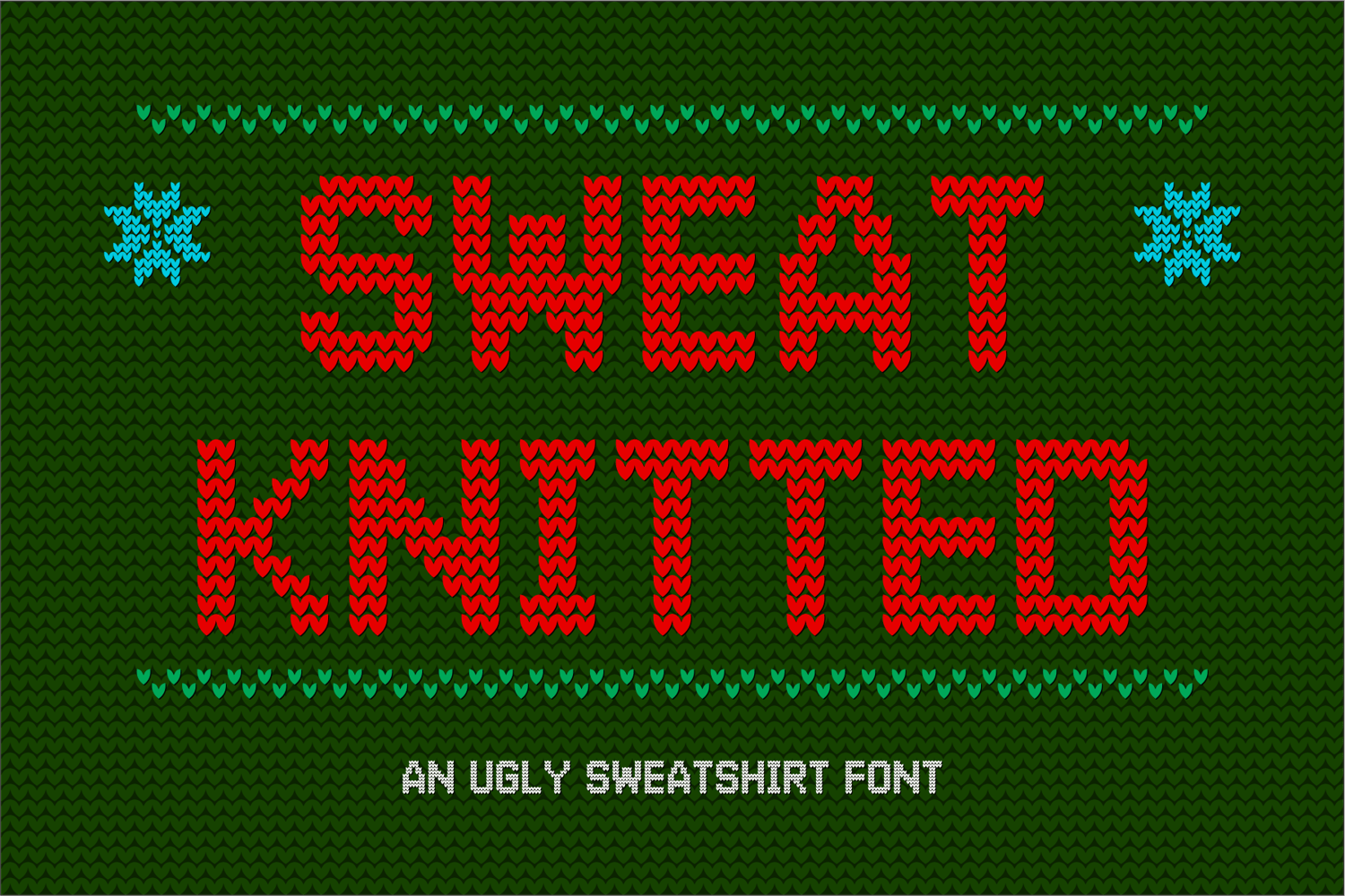 Knitted Christmas display font for holiday designs