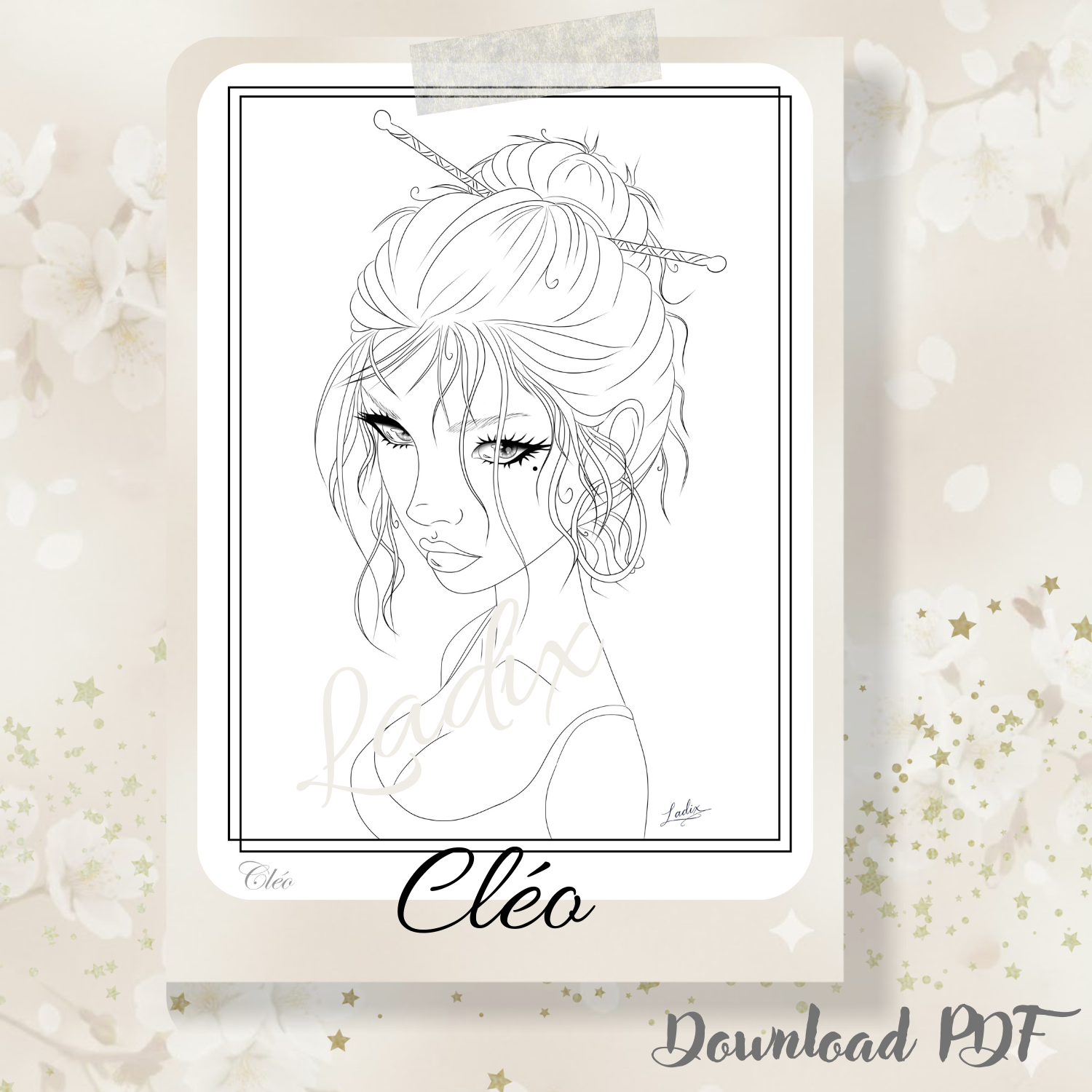 Includes Cleo, coloring page, adult coloring, illustration, PDF, instant download → all strong keywords Etsy shoppers use.