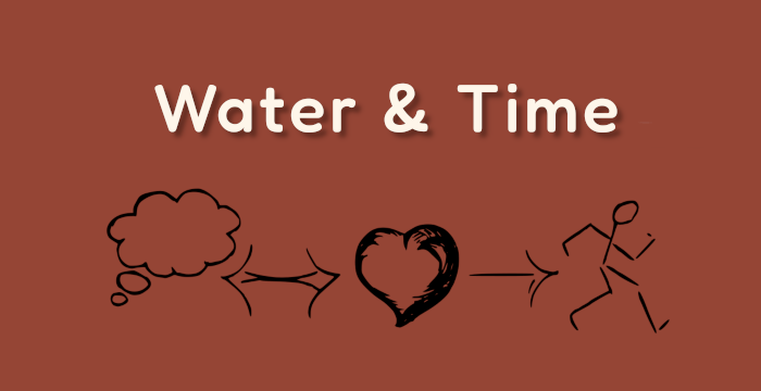 Water and time title, blog logo in chestnut background