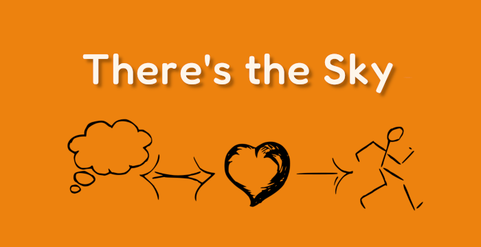 there's the sky title, blog logo in apricot background