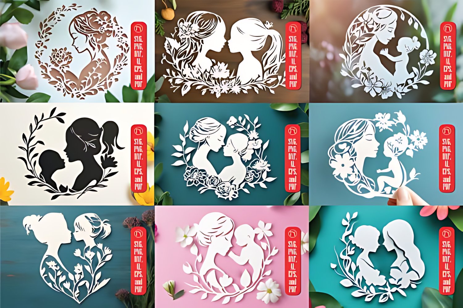 Elegant Mother’s Day papercraft SVG collection — versatile layered templates ideal for cards, framed art, and keepsakes; optimized for smooth cuts on cardstock, paper, and vinyl.