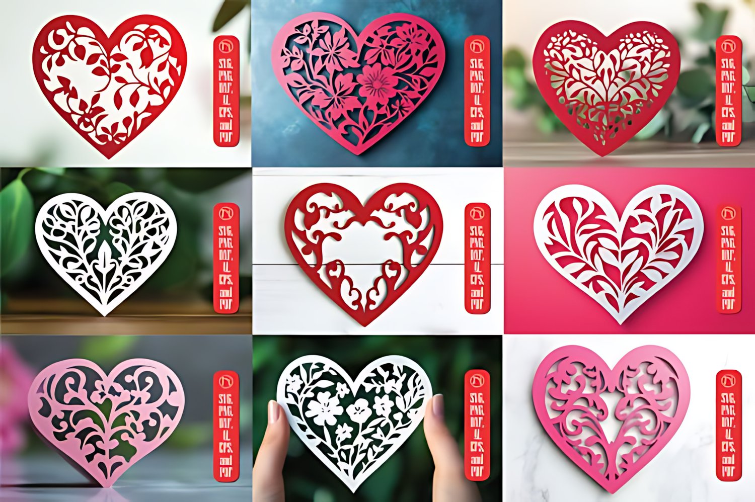Versatile scalloped heart paper SVG collection — intricate single- and multi-layer designs optimized for cardstock and vinyl, great for DIY gifts, party decorations, and personalized stationery.